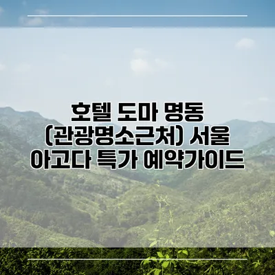 호텔 도마 명동 (관광명소근처) 서울 아고다 특가 예약가이드