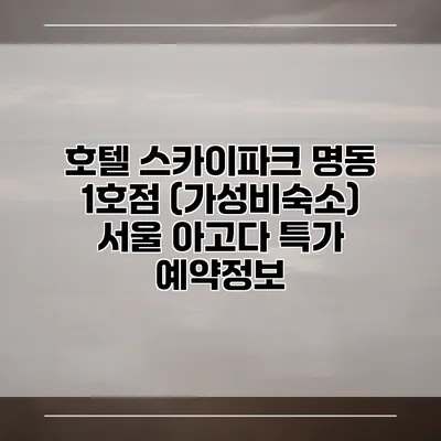 호텔 스카이파크 명동 1호점 (가성비숙소) 서울 아고다 특가 예약정보