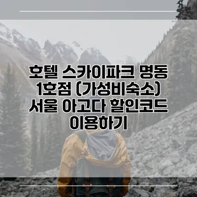 호텔 스카이파크 명동 1호점 (가성비숙소) 서울 아고다 할인코드 이용하기