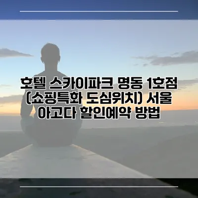 호텔 스카이파크 명동 1호점 (쇼핑특화 도심위치) 서울 아고다 할인예약 방법