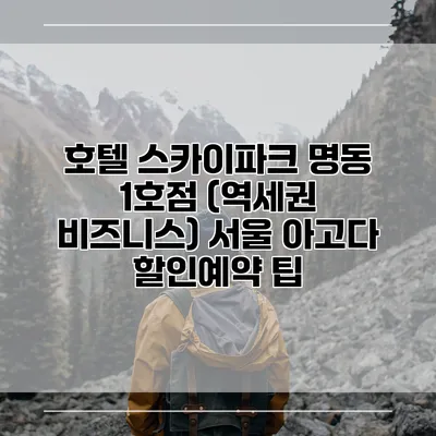 호텔 스카이파크 명동 1호점 (역세권 비즈니스) 서울 아고다 할인예약 팁