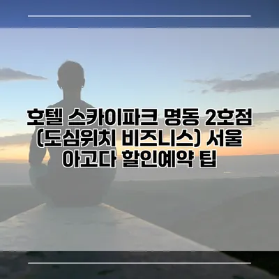 호텔 스카이파크 명동 2호점 (도심위치 비즈니스) 서울 아고다 할인예약 팁