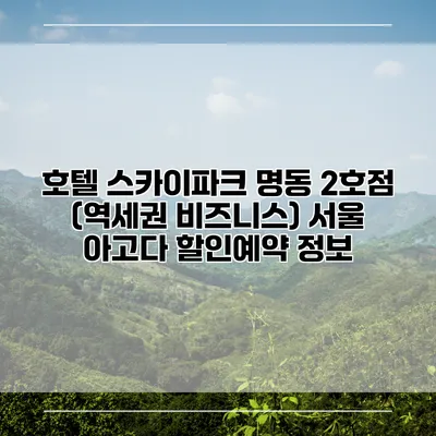 호텔 스카이파크 명동 2호점 (역세권 비즈니스) 서울 아고다 할인예약 정보