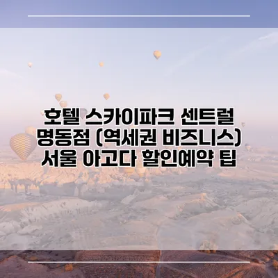 호텔 스카이파크 센트럴 명동점 (역세권 비즈니스) 서울 아고다 할인예약 팁