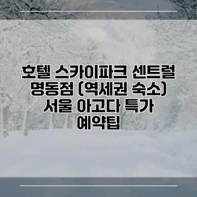 호텔 스카이파크 센트럴 명동점 (역세권 숙소) 서울 아고다 특가 예약팁
